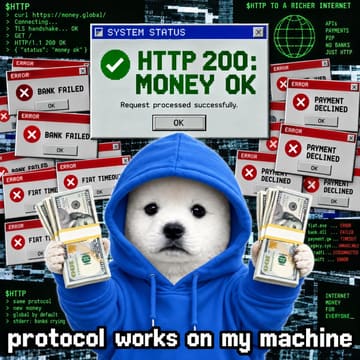 Meme: HTTP 200 money OK, protocol works on my machine