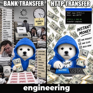 Meme: bank transfer versus HTTP transfer